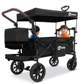 Sekey Folding Wagon with Canopy for 1-2 Children, XXL PU Wheels with Suspension & Ball Bearings, Padded & Comfortable, Push and Pull Handle, SS8080